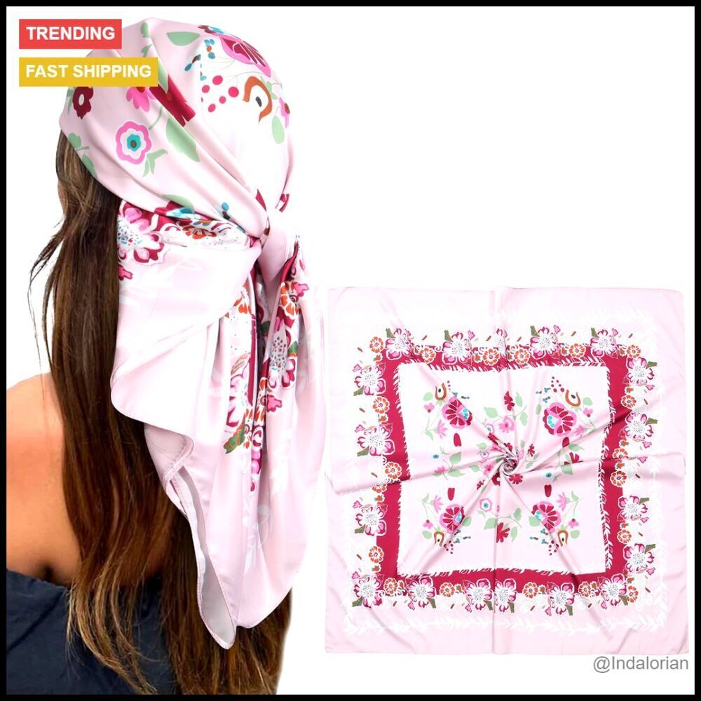 Satin Silk Scarf Square Hair Wrap Neck Scarf Elegant Versatile Accessory